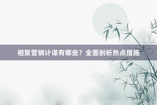相聚营销计谋有哪些？全面剖析热点措施